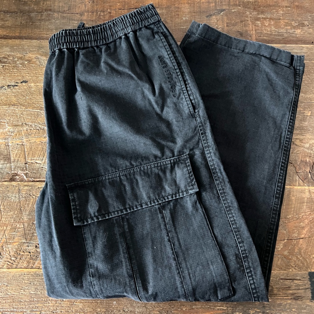 Acne Designer Oversized Black Cargo Pants